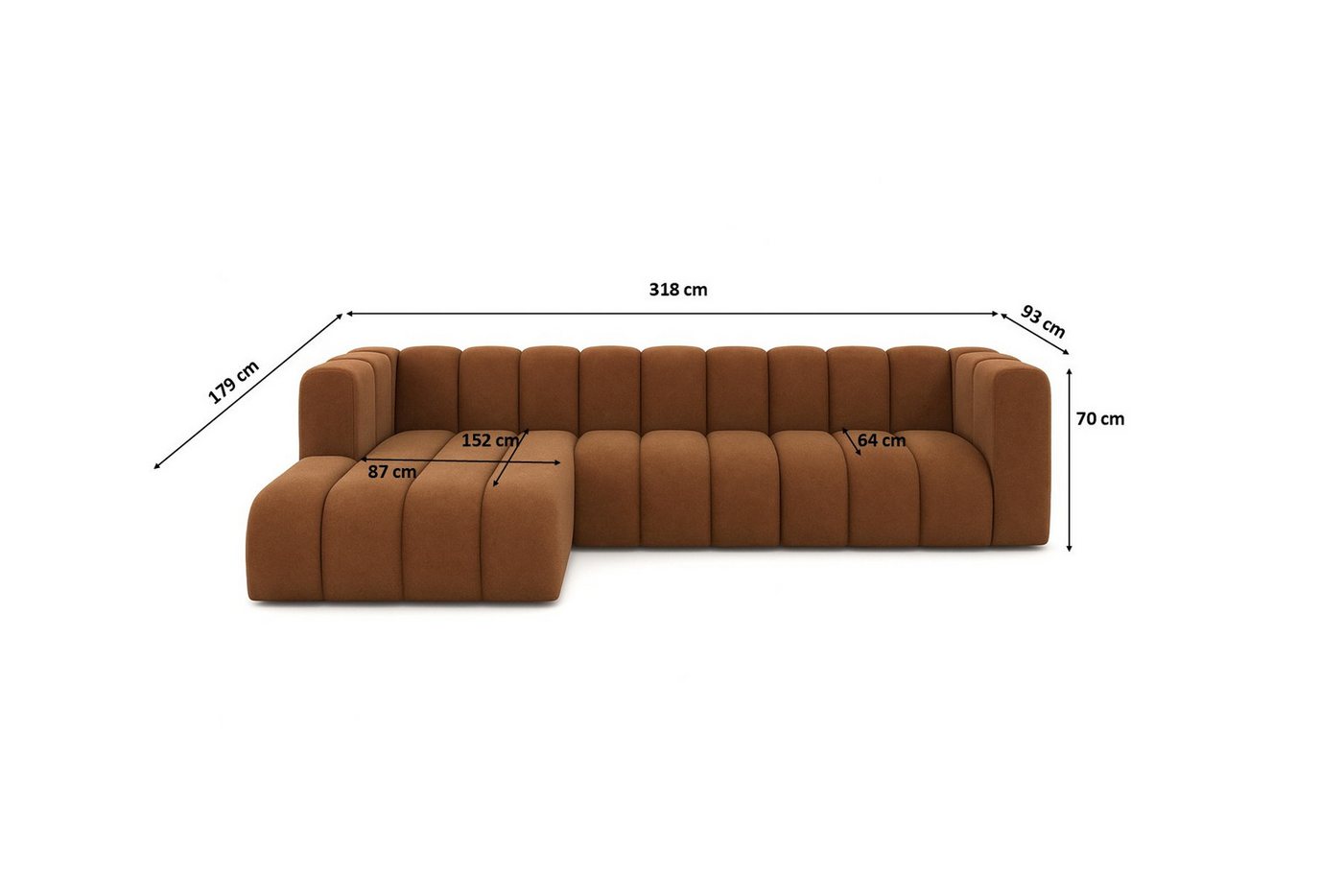 Kaiser Möbel Ecksofa Moderne aus Veloursstoff Salvador Grand L 318 cm, Ecksofa, modulare Bauweise, tiefe Sitzflächen, Samt Salvador, Soft-Cube-Design – Bild 5 von 5