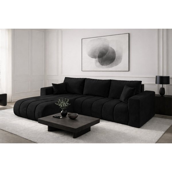 Kaiser Möbel Ecksofa Sofa L-form mit Schlaffunktion im Veloursstoff Monolith MILO PREMIUM, Ecksofa, Hydrophobe Beschichtung,Pflegeleicht,Abriebfest,Modernes Des