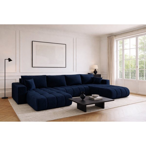 Kaiser Möbel Ecksofa U-Form Sofa mit Schlaffunktion im Veloursstoff Monolith MILO U PREMIUM, U-Form,Samtweiche Veloursoberfläche,Wasser- und schmutzabweisend