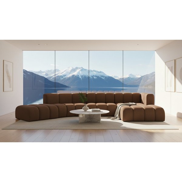 Kaiser Möbel Ecksofa Velours Grand L Round moderne modulare Designer-Sofa, Ecksofa, halbkreisförmiges Design,Premium-Velours Salvador