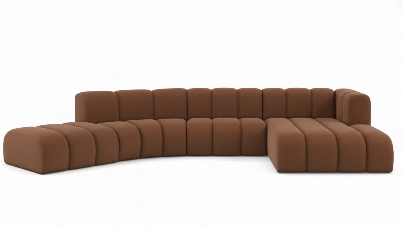 Kaiser Möbel Ecksofa Velours Grand L Round moderne modulare Designer-Sofa, Ecksofa, halbkreisförmiges Design,Premium-Velours Salvador – Bild 2 von 5