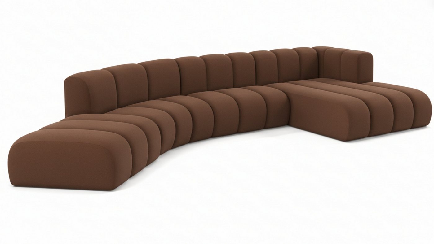 Kaiser Möbel Ecksofa Velours Grand L Round moderne modulare Designer-Sofa, Ecksofa, halbkreisförmiges Design,Premium-Velours Salvador – Bild 3 von 5