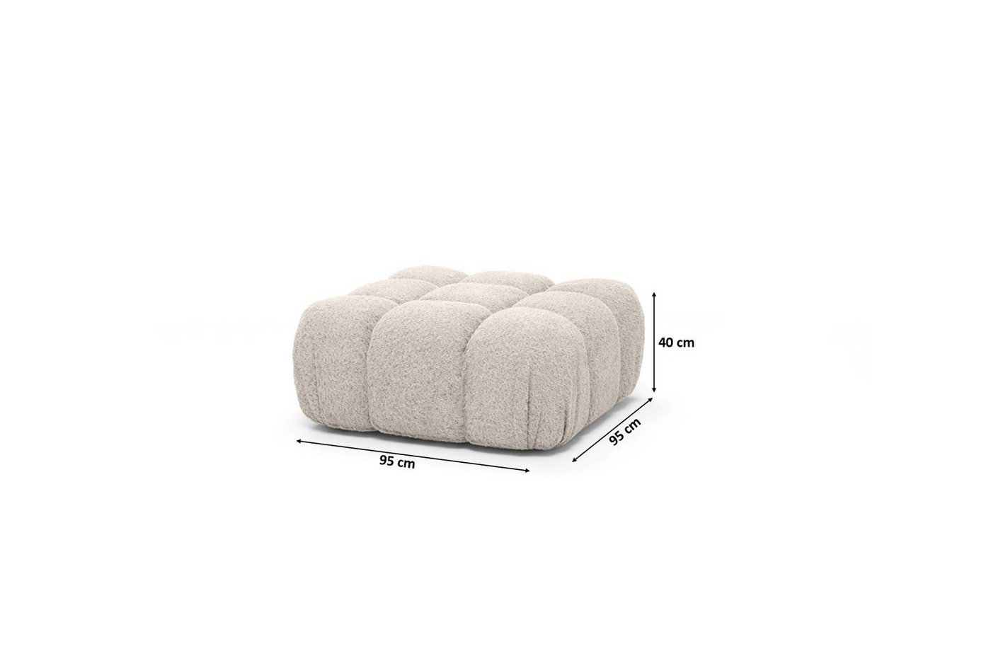 Kaiser Möbel Hocker Modularer für das Wohnzimmer, Bouclé-Stoff Abriamo, Selia (Hocker), Teil der Selia Modul-Kollektion,Weiche,Vielseitig kombinierbar – Bild 5 von 5