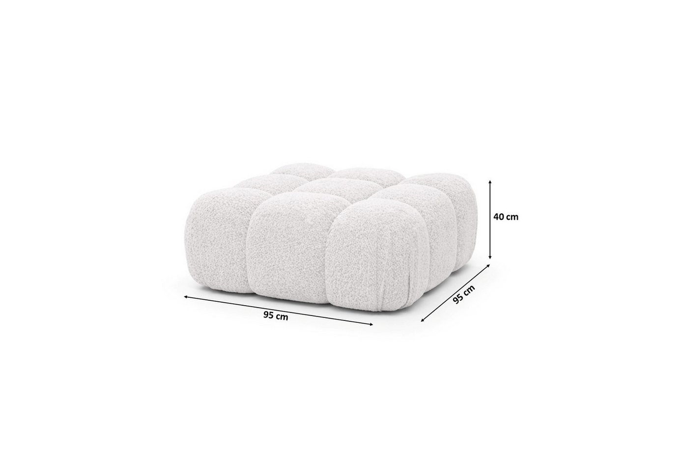 Kaiser Möbel Hocker Modularer für das Wohnzimmer, Bouclé-Stoff Abriamo, Selia (Hocker), Teil der Selia Modul-Kollektion,Weiche,Vielseitig kombinierbar – Bild 5 von 5