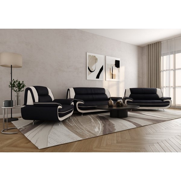 Kaiser Möbel Loungeset Wohnzimmer-Set 3-2-1 modern, Kunstleder Soft, PALERMO, (3-2-1, Wohnzimmer-Set 3-2-1), ergonomisch geformte Rückenlehnen großzügige Sitzfl