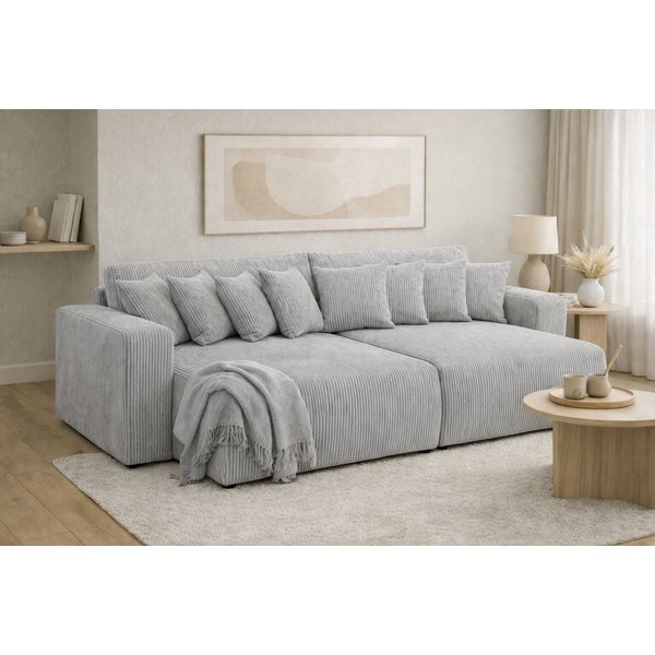 Kaiser Möbel Schlafsofa, Cordstoff Poso, PIANO DOUBLE, Große Liegefläche, Tiefe Sitzfläche, Cordstoff mit markanter Struktur