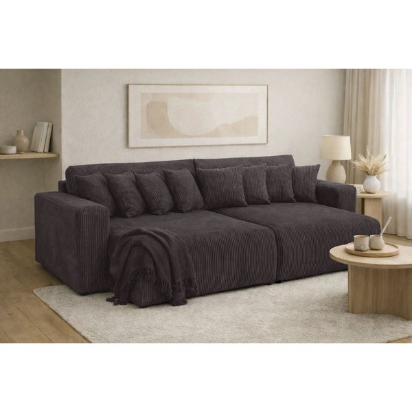 Kaiser Möbel Schlafsofa, Cordstoff Poso, PIANO DOUBLE, Große Liegefläche, Tiefe Sitzfläche, Cordstoff mit markanter Struktur