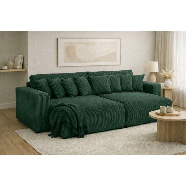 Kaiser Möbel Schlafsofa, Cordstoff Poso, PIANO DOUBLE, Große Liegefläche, Tiefe Sitzfläche, Cordstoff mit markanter Struktur
