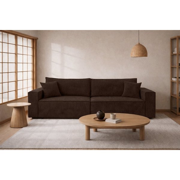 Kaiser Möbel Schlafsofa Sofa mit Schlaffunktion und Bettkasten Cordstoff Poso, BEST SCORNER, Für täglichen Schlaf geeignet