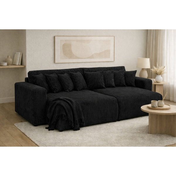 Kaiser Möbel Schlafsofa, Cordstoff Poso, PIANO DOUBLE, Große Liegefläche, Tiefe Sitzfläche, Cordstoff mit markanter Struktur