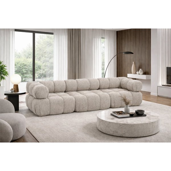 Kaiser Möbel Sofa Modulares 3-Sitzer-Sofa, gerade Couch, Bouclé-Stoff Abriamo, Selia, Bouclé-Stoff Abriamo,modulares System,weiche, abgerundete Form