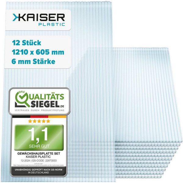 Kaiser plastic Gewächshaus Gewächshausplatten Sets, 4 bis 10 mm Stärke, PC Doppelstegplatte, Made in Germany - Hagelfest und Bruchsicher - UV-Schutz