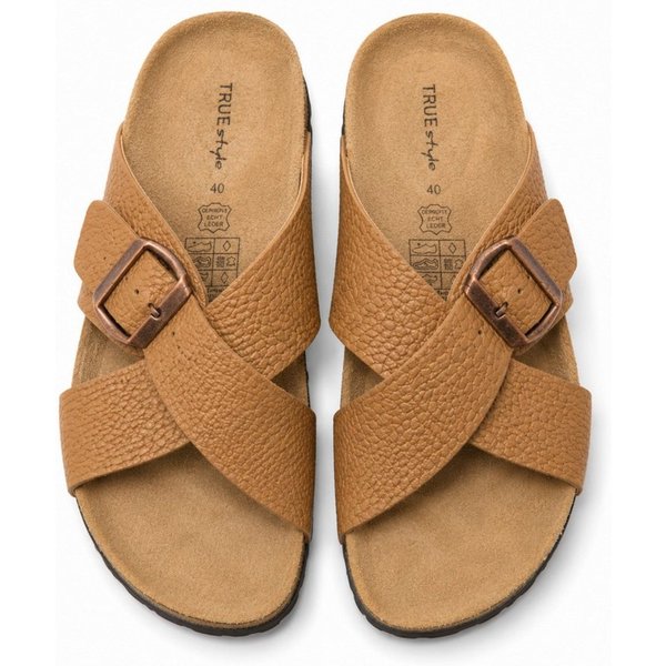 Kaiser24 Damen Pantolette Echt Leder Sandalen braun Pantolette