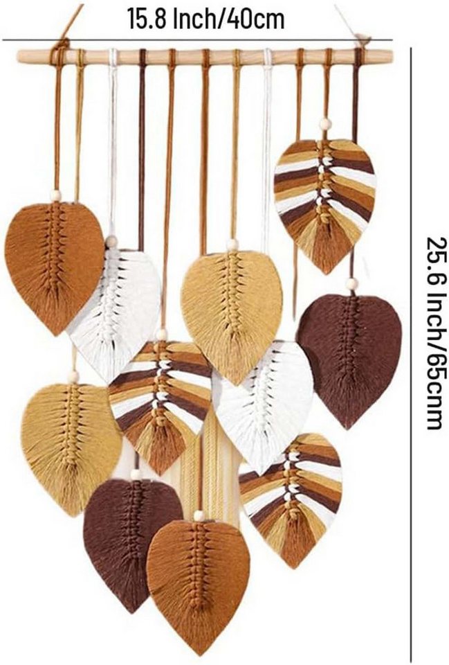 Kaket Hängedekoration Blatt Makramee Wandbehang, Boho Raumdekor – Bild 2 von 5