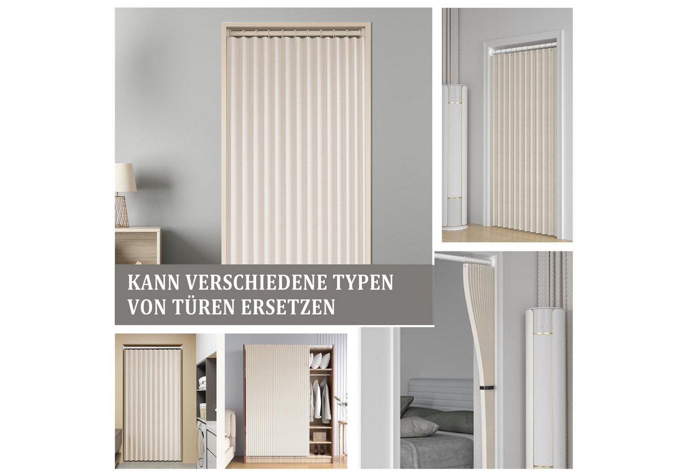 Kaket Türvorhang Isolierte Türvorhänge, Plissee-Falttürvorhänge, Sichtschutzvorhänge, Verdunkelungsvorhänge, geeignet für wohnzimmer und schlafzimmer – Bild 5 von 5