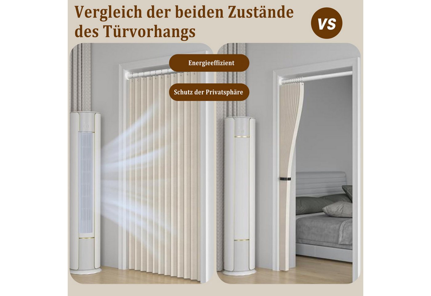 Kaket Türvorhang Isolierte Türvorhänge, Plissee-Falttürvorhänge, Sichtschutzvorhänge, Verdunkelungsvorhänge, geeignet für wohnzimmer und schlafzimmer – Bild 3 von 5