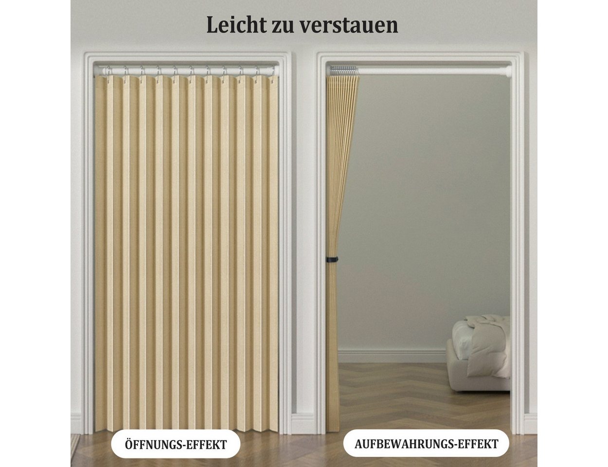 Kaket Türvorhang Isolierte Türvorhänge, Plissee-Falttürvorhänge, Sichtschutzvorhänge, Verdunkelungsvorhänge, geeignet für wohnzimmer und schlafzimmer – Bild 4 von 5