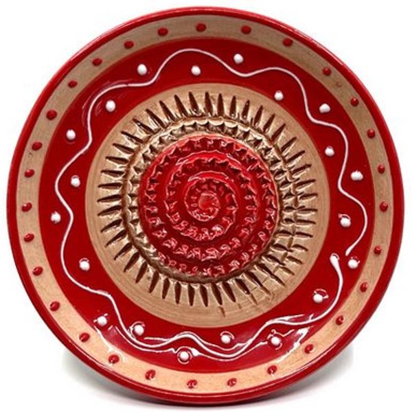 Kaladia Multireibe Reibeteller in rot und hellbraun, Keramik, handbemalte Küchenreibe - Made in Spain