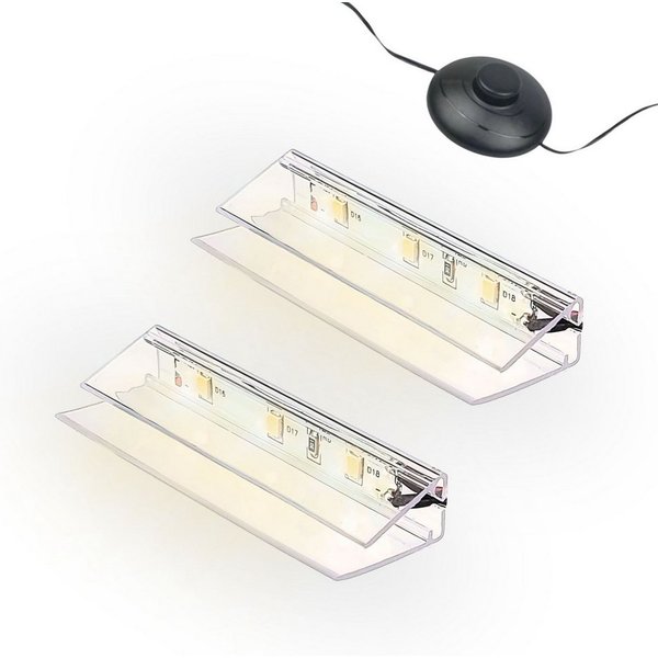 kalb LED Glaskantenbeleuchtung LED Glaskantenbeleuchtung Clip Set 3000K/5000K Transparent Plug & Play, 2er Set warmweiß