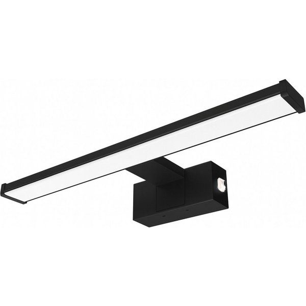 kalb LED Spiegelleuchte Spiegelleuchte chrom oder schwarz 500mm, mit integriertem Netzschalter, Schwarz