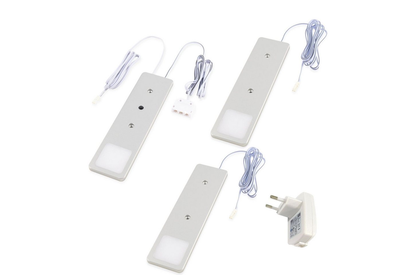 kalb LED Unterbauleuchte LED Unterbauleuchte Solid2, SET silbergrau, mech. Schalter, 3W, 3er Set neutralweiß, warmweiß/neutralweiß – Bild 2 von 5