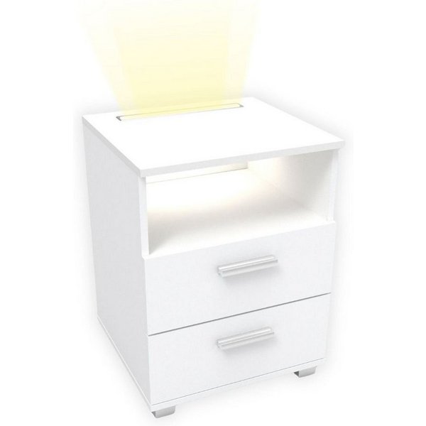 kalb Nachttisch Mila - Nachtkonsole Nachttisch mit integr. LED Licht, dimmbar