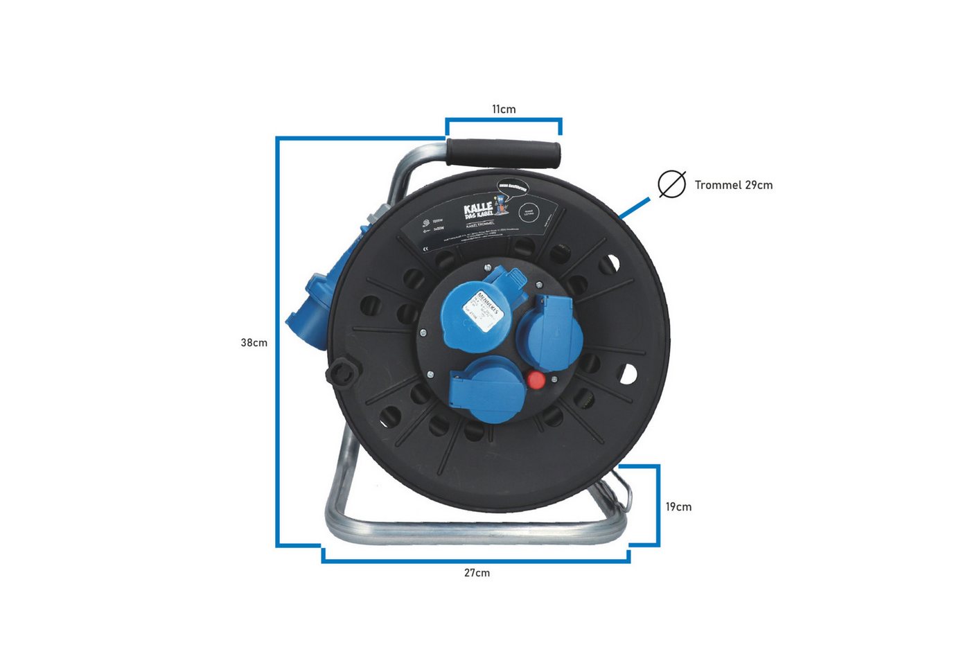KALLE DAS KABEL Campingkabeltrommel CEE 230V 16A 2,5 IP44 25m Anschlussltg+Adapterltg Kabeltrommel (Kabellänge 2500 m) – Bild 5 von 5