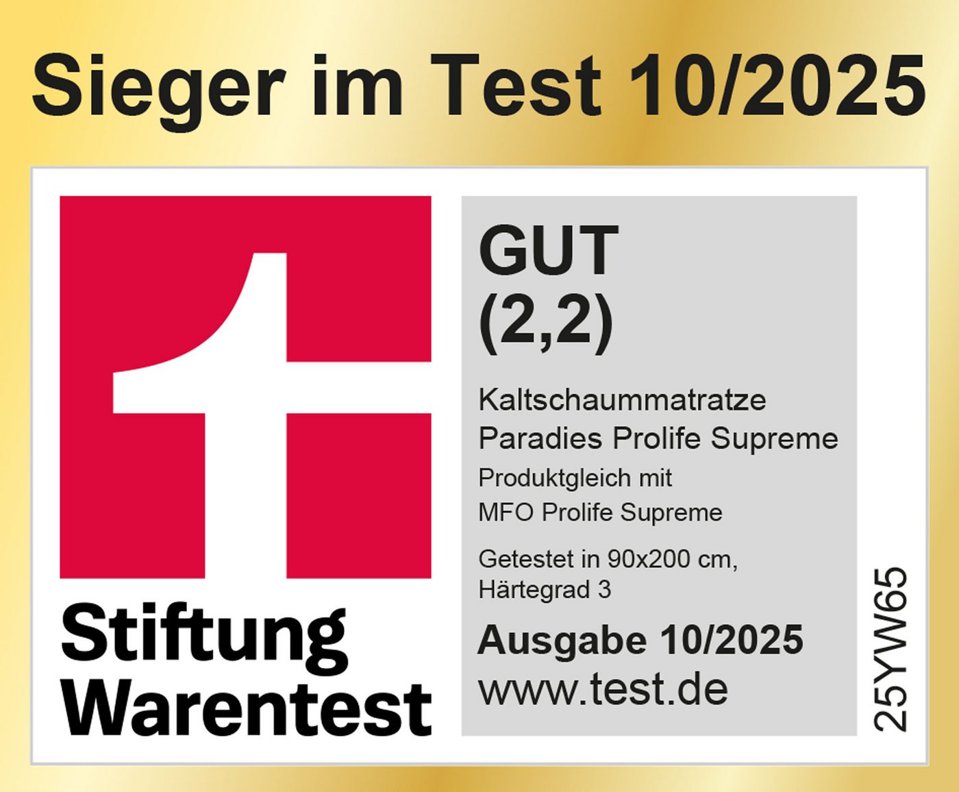 Kaltschaummatratze Paradies Prolife Supreme, Paradies, 22 cm hoch, Testsieger Stiftung Warentest – Bild 2 von 5