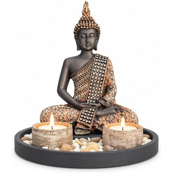 Kamelio Buddhafigur Buddha mit Teelicht 22cm Deko-Statue Deko-Figur