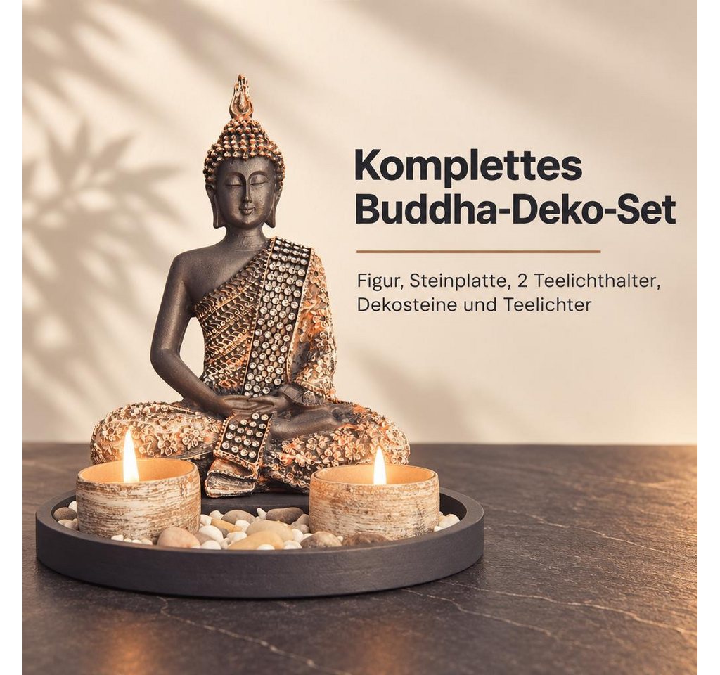 Kamelio Buddhafigur Buddha mit Teelicht 22cm Deko-Statue Deko-Figur – Bild 2 von 5