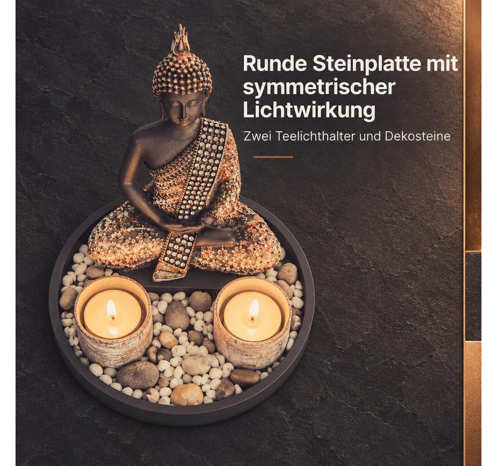 Kamelio Buddhafigur Buddha mit Teelicht 22cm Deko-Statue Deko-Figur – Bild 4 von 5