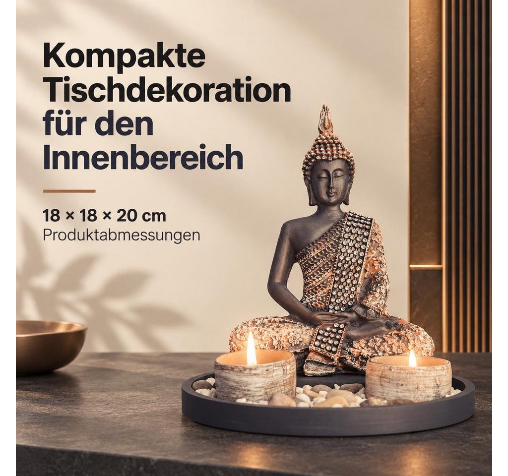 Kamelio Buddhafigur Buddha mit Teelicht 22cm Deko-Statue Deko-Figur – Bild 5 von 5
