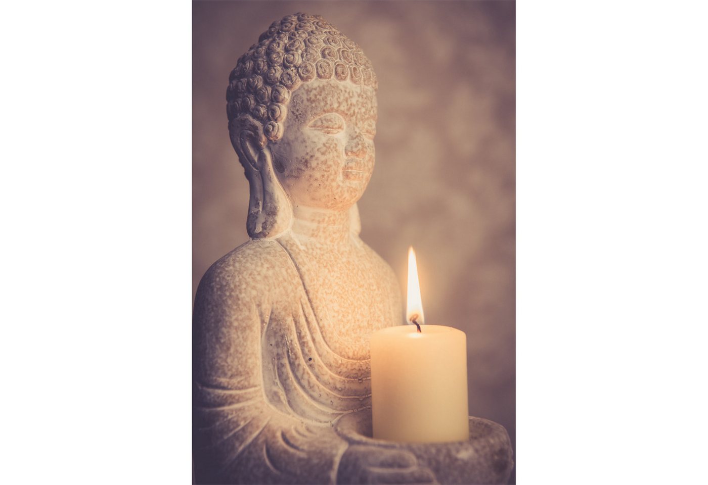 Kamelio Buddhafigur Steinbuddha 30cm sitzend mit Teelichthalter Buddha Figur – Bild 4 von 5