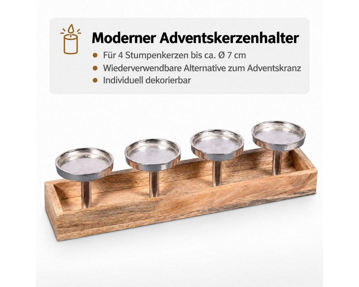 Kamelio LED Fensterbild Holz Advent Kerzenhalter länglich modern Kerzenständer Weihnachtsdeko – Bild 2 von 5