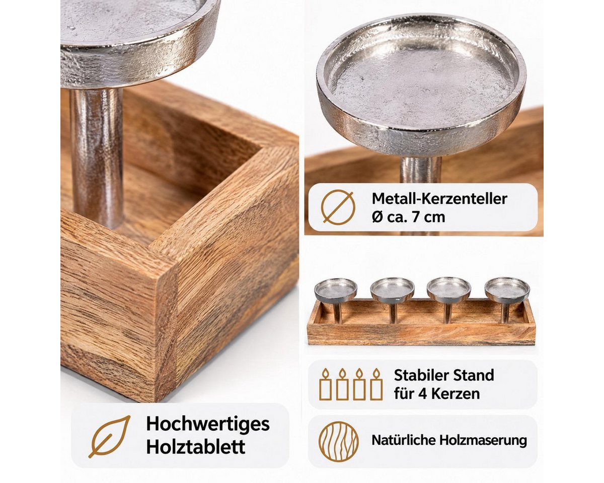 Kamelio LED Fensterbild Holz Advent Kerzenhalter länglich modern Kerzenständer Weihnachtsdeko – Bild 3 von 5