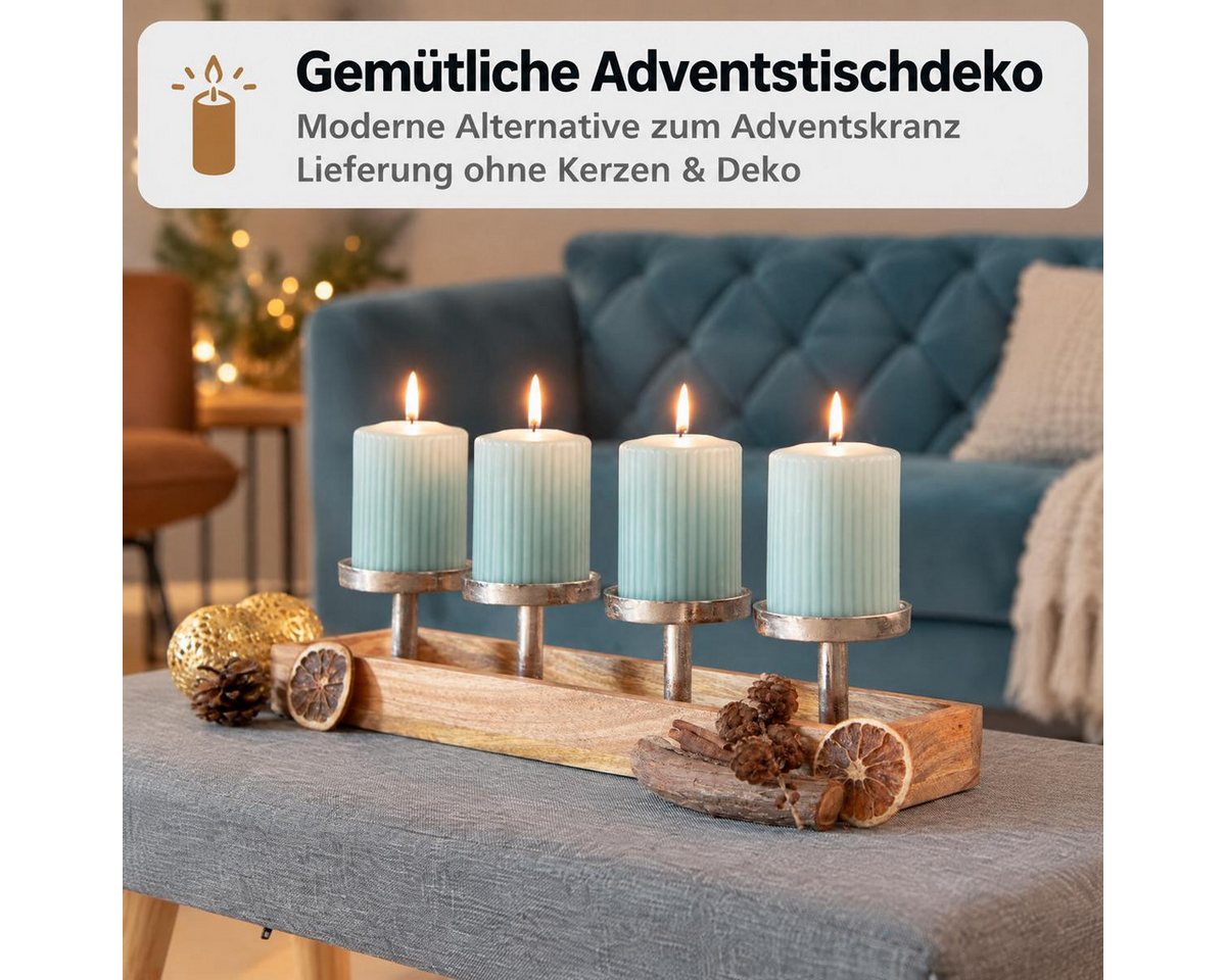 Kamelio LED Fensterbild Holz Advent Kerzenhalter länglich modern Kerzenständer Weihnachtsdeko – Bild 4 von 5