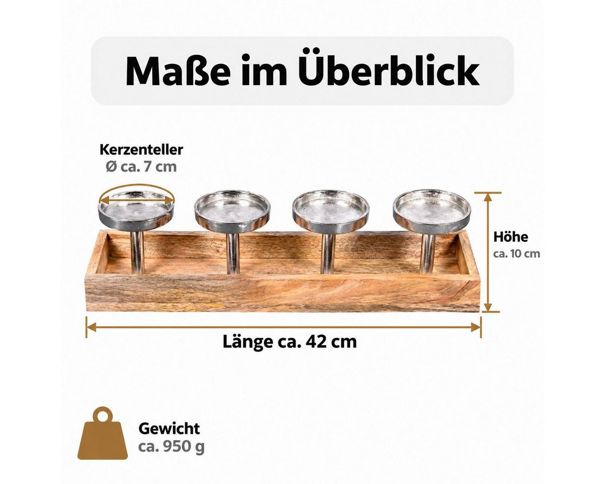 Kamelio LED Fensterbild Holz Advent Kerzenhalter länglich modern Kerzenständer Weihnachtsdeko – Bild 5 von 5