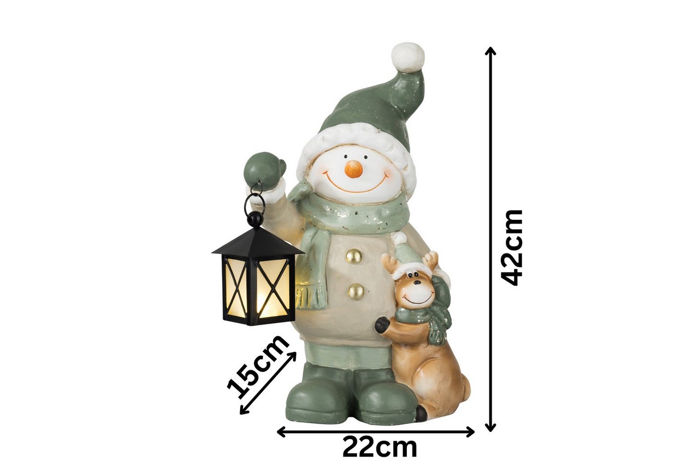 Kamelio Weihnachtsfigur Weihnachtsdeko Figur Weihnachtsfiguren mit LED Laterne Deko Figur (1 St) – Bild 2 von 4