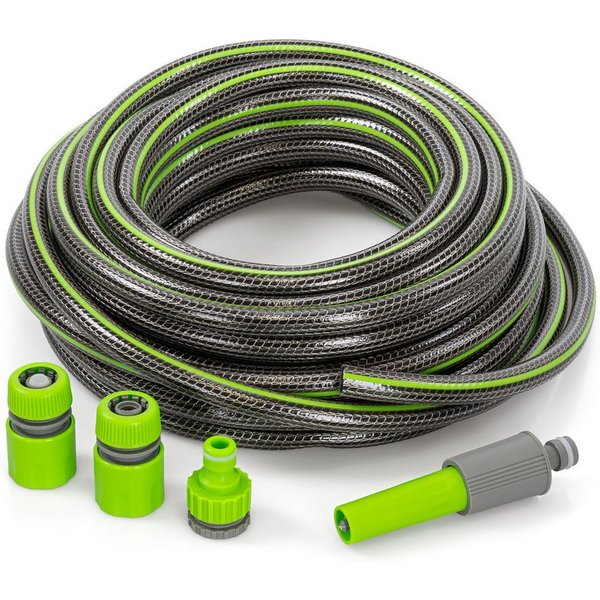 kamelshopping Gartenschlauch Gartenschlauch-Set 1/2", 17,5m, inkl. Kupplungssatz & Sprühdüse, Flexibler Wasserschlauch bis 8 bar, Komplett-Set für Garten
