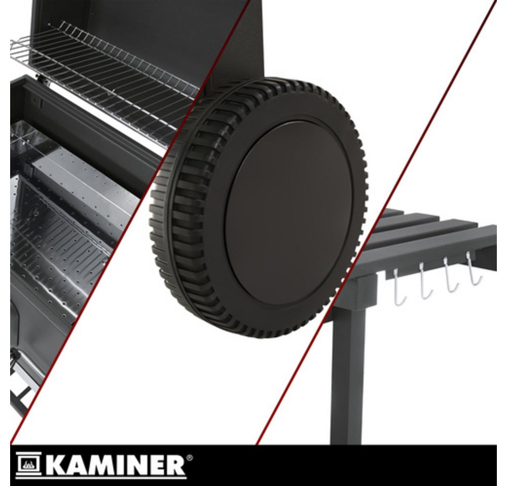 Kaminer Holzkohlegrill Gartengrill Holzkohlegrill, Spar-Set, mit Abdeckung, dickes Stahlblech und Schrauben der Härteklasse 8.8 – Bild 5 von 5