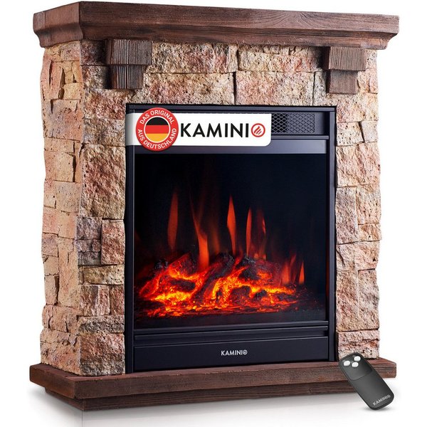 KAMINIO Elektrokamin JUAN, Elektrischer Kamin mit 3D-Flammeneffekt, Heizung 1800W