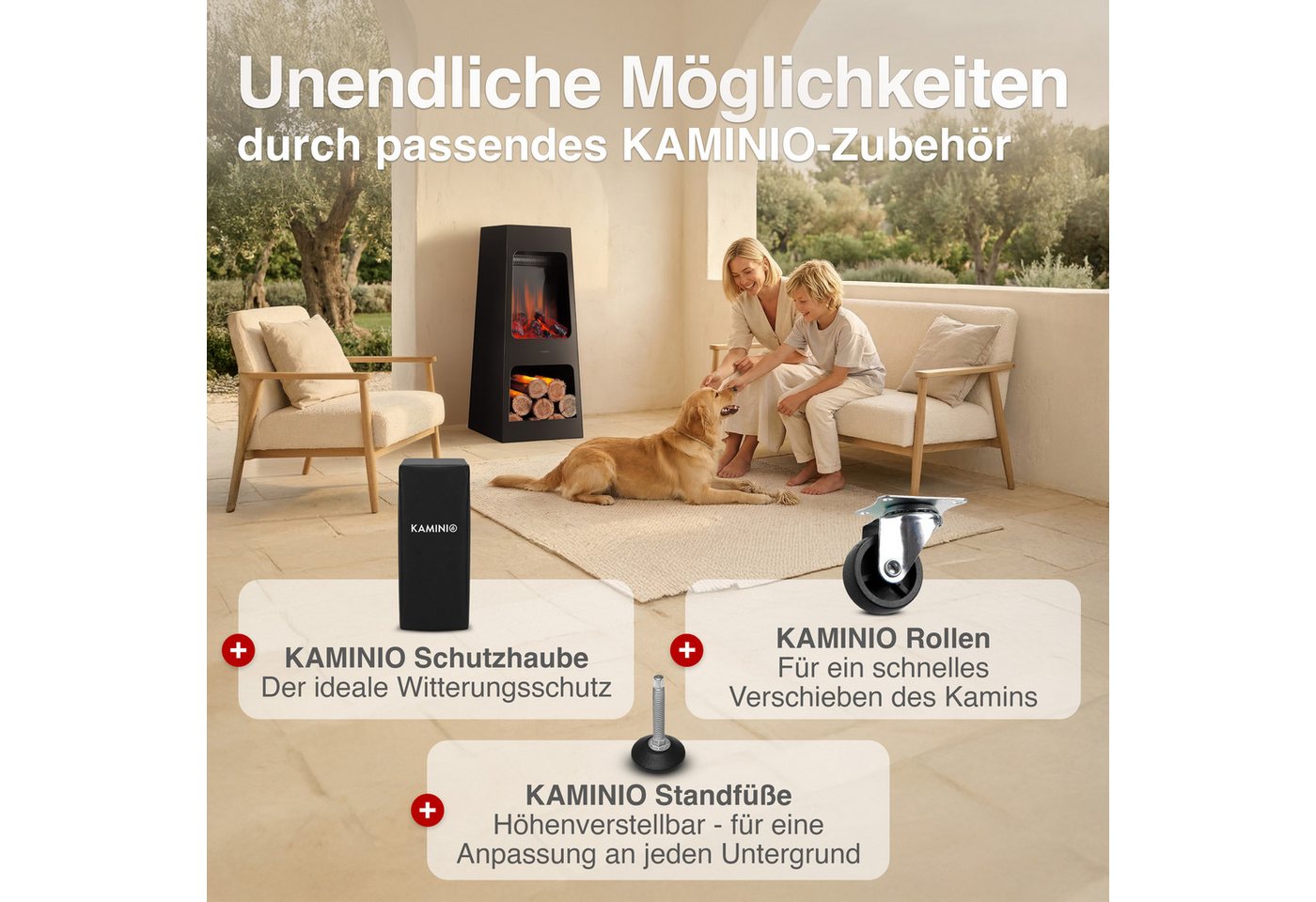 KAMINIO Elektrokamin KAI, 3D-Flammeneffekt, Intelligente 2-Stufen-Heizung – Bild 5 von 5