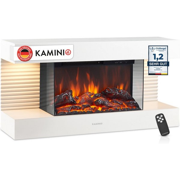 KAMINIO Elektrokamin LIZ, Elektrischer Kamin: 3D-Flammeneffekt, LED-Ambientelicht, Heizung 1800W