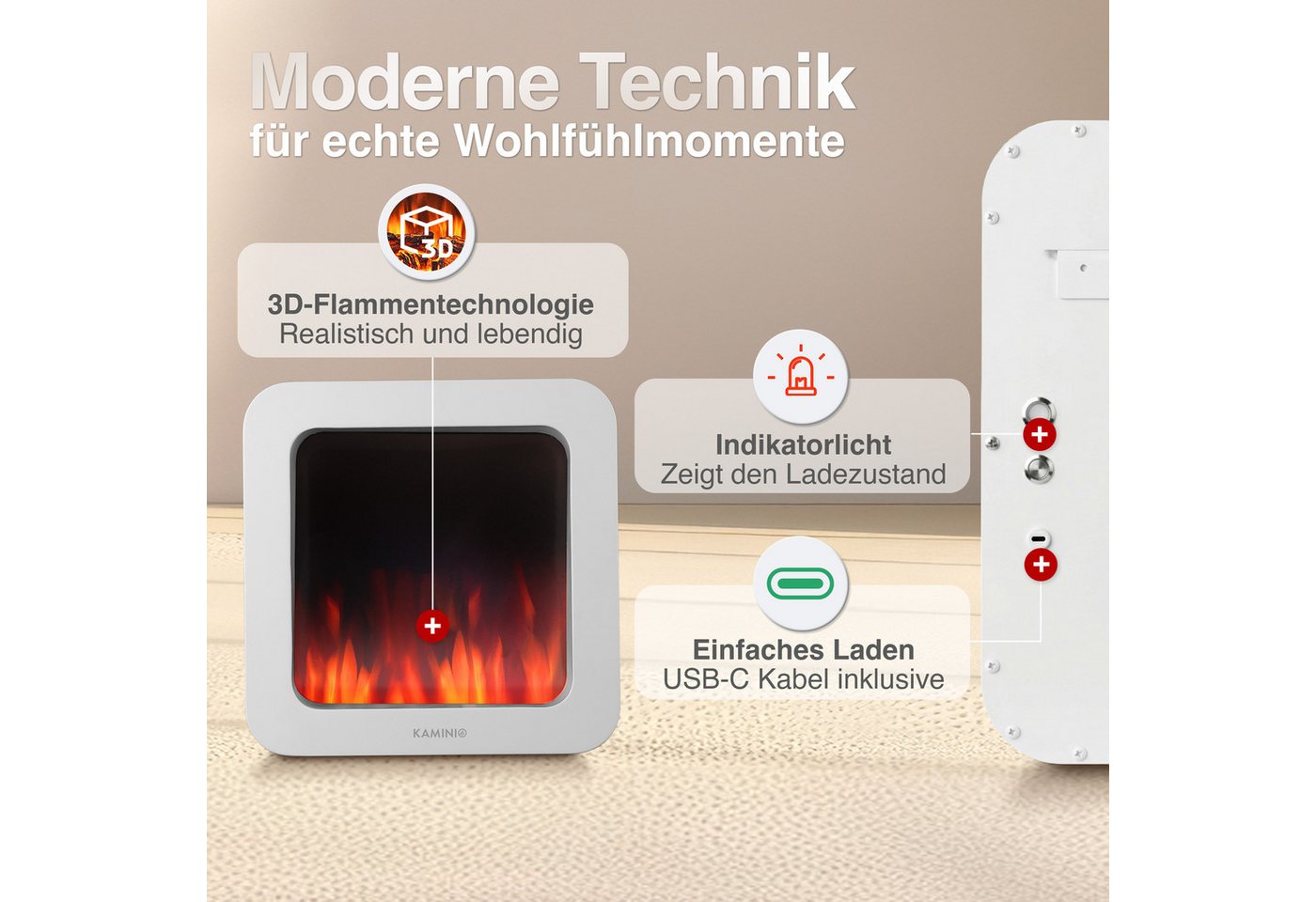 KAMINIO Tischfeuer MIA, 3D-Flammeneffekt – Bild 4 von 5