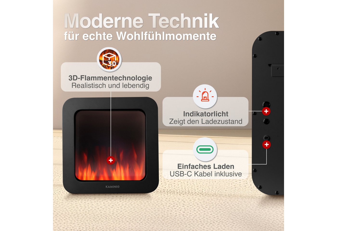 KAMINIO Tischfeuer MIA, 3D-Flammeneffekt – Bild 4 von 5