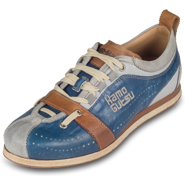 Kamo-Gutsu Herren Sneaker Leder jeans blau/grau stonewashed, TIFO-017 Sneaker Handgefertigt in Italien