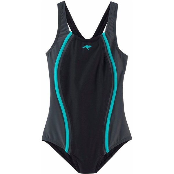 KangaROOS Badeanzug sportiver Stil, mit Kontrastnähten, Marken-Logo-Print