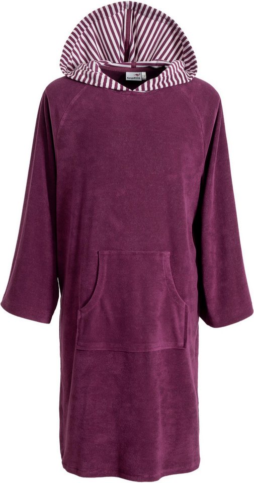 KangaROOS Badeponcho Dalia Surfponcho, ideal für Sauna, Spa & im Urlaub, Langform, Veloursfrottier, Kapuze, ohne, weich, Uni-Farben mit Streifen, leicht, Unisex – Bild 2 von 5