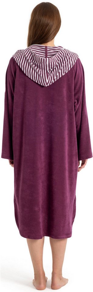 KangaROOS Badeponcho Dalia Surfponcho, ideal für Sauna, Spa & im Urlaub, Langform, Veloursfrottier, Kapuze, ohne, weich, Uni-Farben mit Streifen, leicht, Unisex – Bild 4 von 5