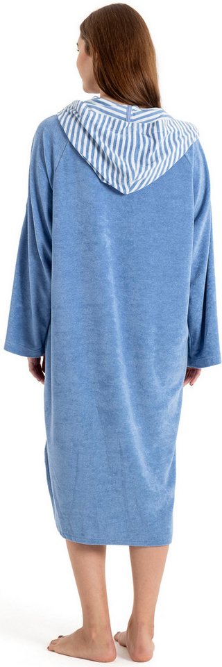 KangaROOS Badeponcho Dalia Surfponcho, ideal für Sauna, Spa & im Urlaub, Langform, Veloursfrottier, Kapuze, ohne, weich, Uni-Farben mit Streifen, leicht, Unisex – Bild 4 von 5